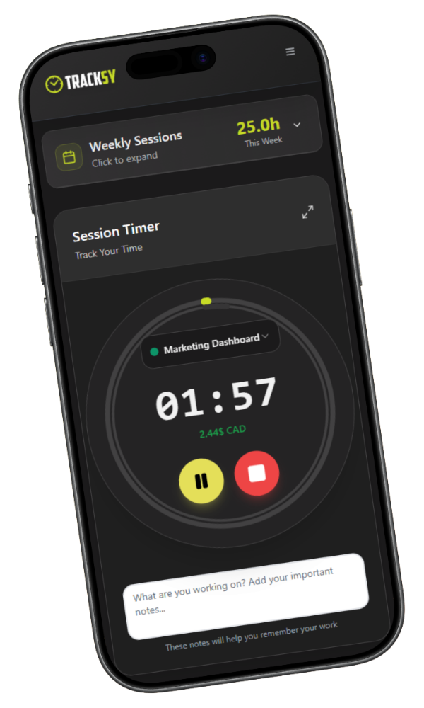 Tracksy Mobile App - Suivez votre temps partout